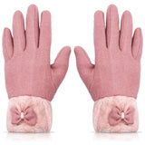 Women's Winter Warm Gloves with Cute Bow & Touched Screen